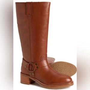 Frye CAMRYN Tall HARNESS Boots COGNAC Leather Women 8